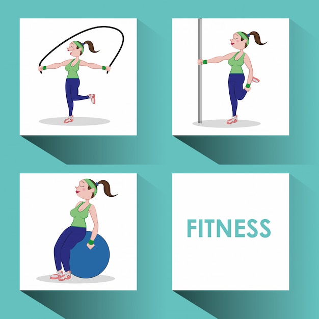 Diseño de iconos de gimnasio y fitness.