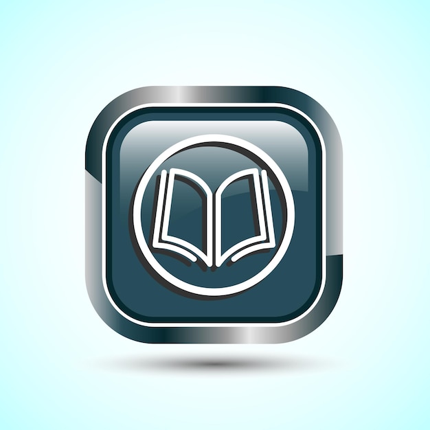 Diseño de íconos Ilustración de libros Íconos para aplicaciones y sitios web Diseño de botones cuadrados de color gris