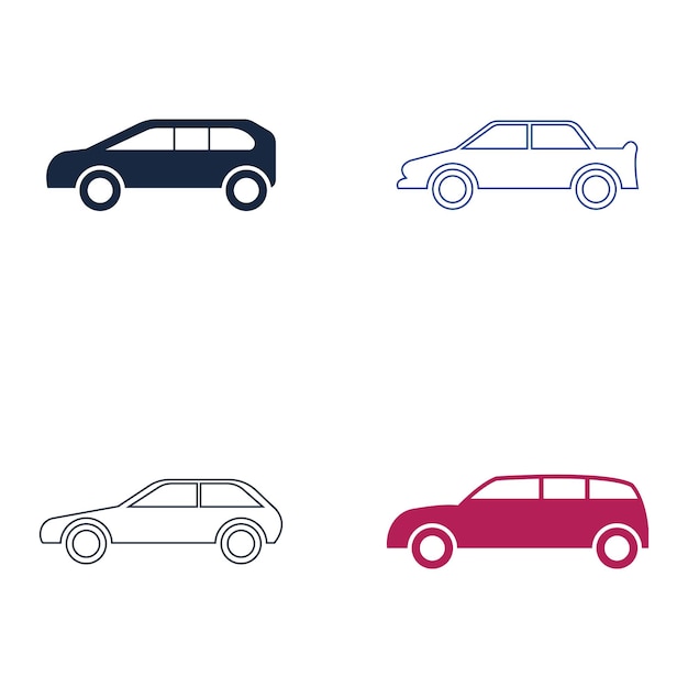 Diseño de iconos de ilustraciones vectoriales de automóviles