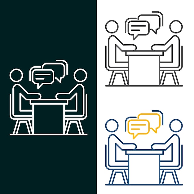 Diseño de íconos de ilustraciones vectoriales de entrevistas