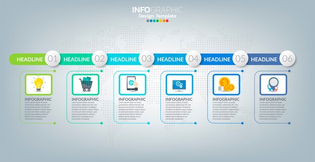 El diseño y los iconos de infografía se pueden utilizar para el diseño del flujo de trabajo, diagrama, informe, diseño web. Concepto de negocio con opciones, pasos o procesos.