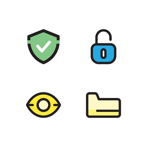 Diseño de iconos de interfaz Conjunto de símbolos vectoriales Estilo llenado