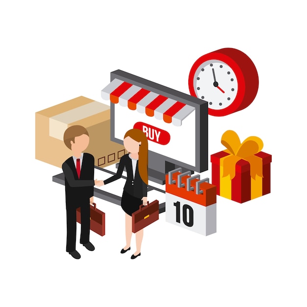 Diseño de iconos isométricos de compras