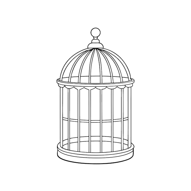 Diseño de iconos de jaulas de pájaros de línea negra y blanca