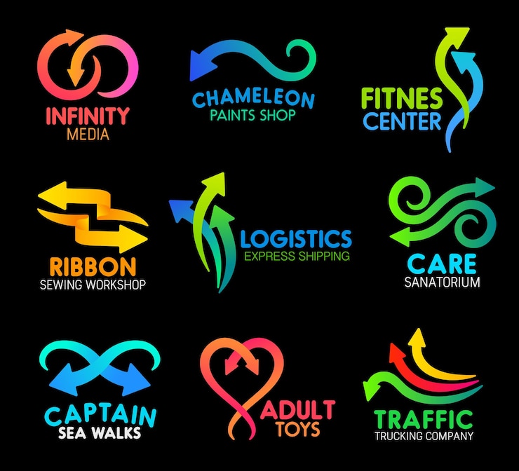 Vector diseño de iconos de línea de flecha de empresa comercial