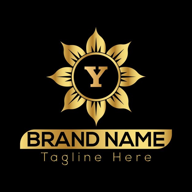 Diseño de iconos de logotipo de la letra Y de lujo Marco de joyas de lujo Logotipo de borde de gema Icono de belleza, moda y spa