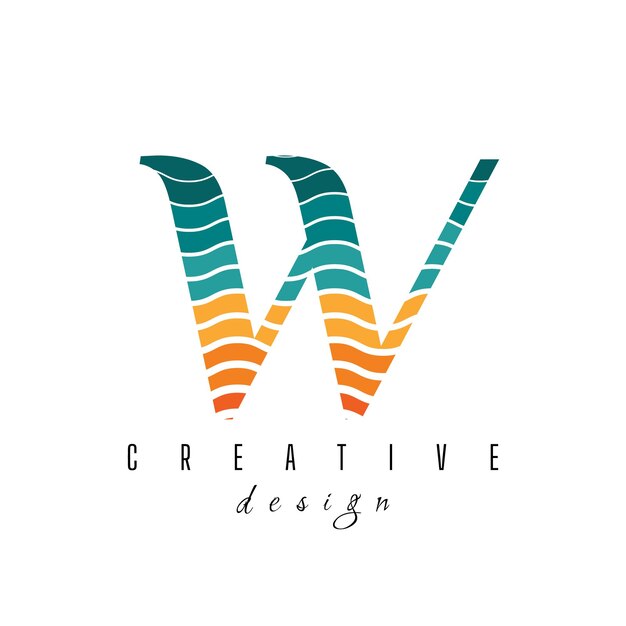 Diseño de iconos de logotipo de la letra W colorida plantilla creativa para negocios