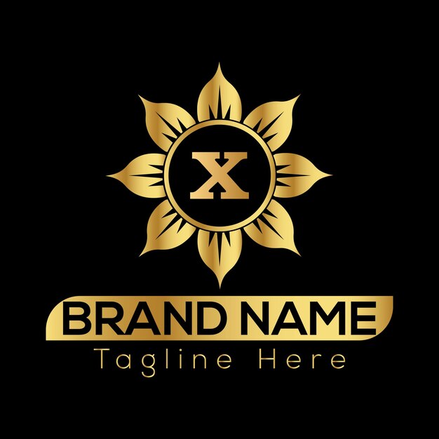Diseño de iconos de logotipo de letra X de lujo Marco de joyas de lujo Logotipo de borde de gema Icono de belleza, moda y spa