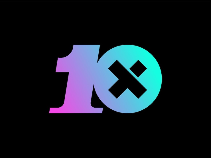 Vector diseño de íconos de logotipo de número de gradiente 10x para empresas y negocios