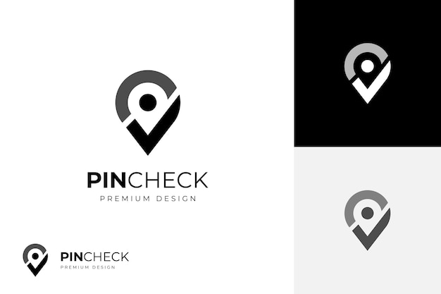 Diseño de iconos de logotipos de confianza con pin tick y personas concepto de diseño gráfico simple