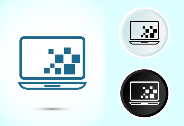 Diseño de íconos de portátiles Ilustración de icono de computadora para aplicaciones y sitios web Color blanco y negro