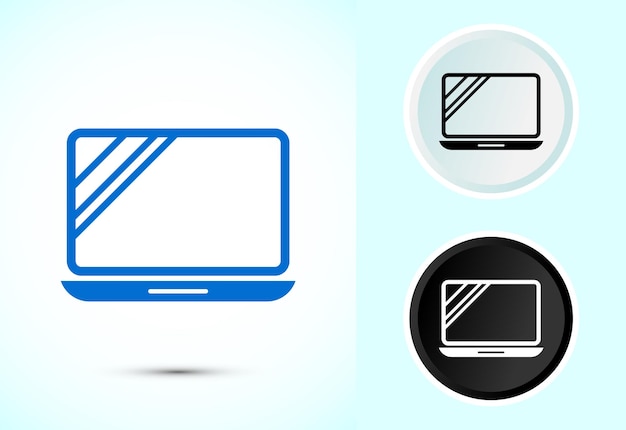 Diseño de íconos de portátiles Ilustración de icono de computadora para aplicaciones y sitios web Color blanco y negro
