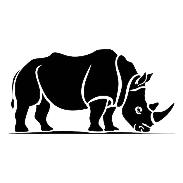 Diseño de iconos de silueta de rinoceronte de estilo minimalista dibujado a mano