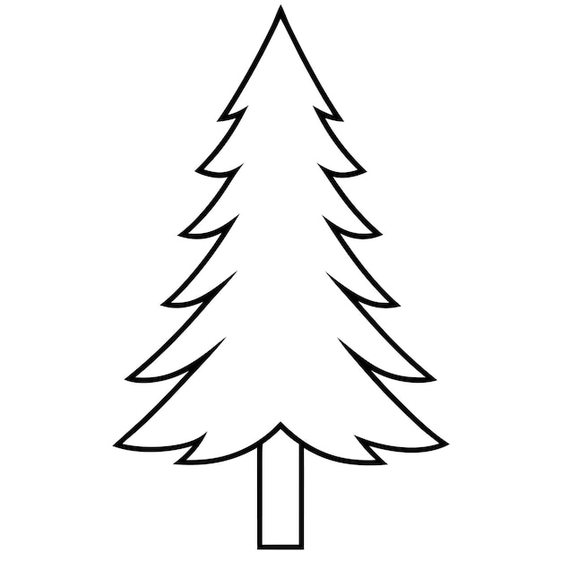 Diseño de íconos de silueta vectorial de la línea del árbol de pino