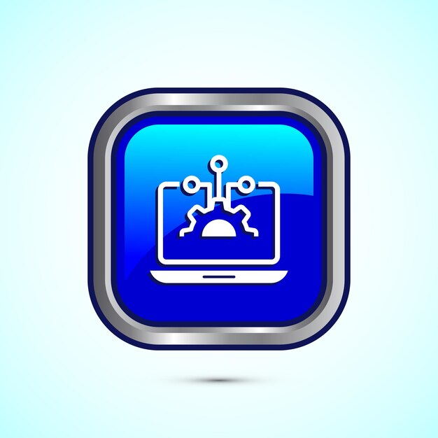 Diseño de iconos de tecnología de la información Ilustración de icono de tecnología digital Diseño de botón de color dorado