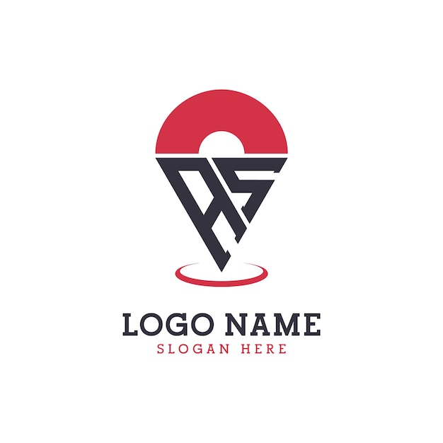 Diseño de íconos de ubicación AS Moderno logotipo AS Pinpoint para aplicaciones de mapas de navegación y negocios basados en la ubicación