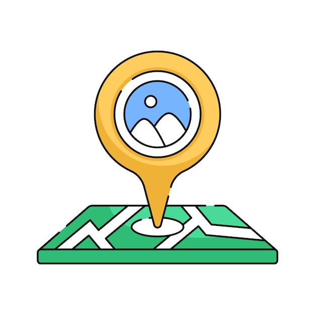 Diseño de iconos de ubicación de mapas de viajes y aventuras listo para uso premium