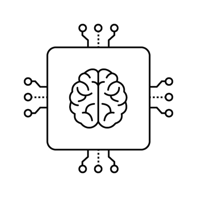 Diseño de íconos de vectores cerebrales de redes neuronales de IA