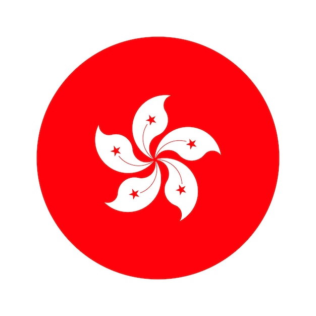 Diseño de iconos vectoriales de la bandera redonda de Hong Kong Bandera del círculo de Hong Kong