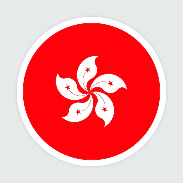 Diseño de iconos vectoriales de la bandera redonda de Hong Kong Bandera del círculo de Hong Kong