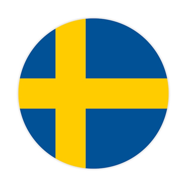 Diseño de iconos vectoriales de la bandera redonda de Suecia Bandera del círculo de Suecia