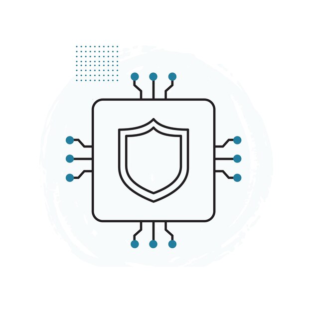 Diseño de iconos vectoriales del escudo de protección de seguridad impulsado por AID
