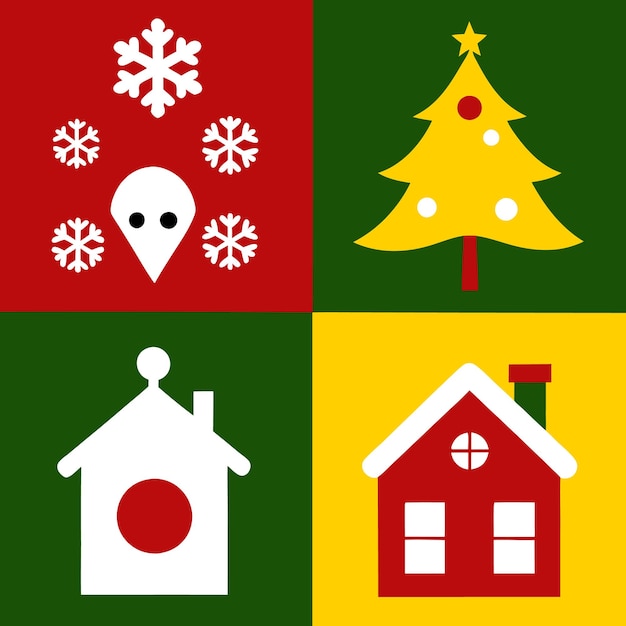 Diseño de iconos vectoriales para el hogar de Navidad