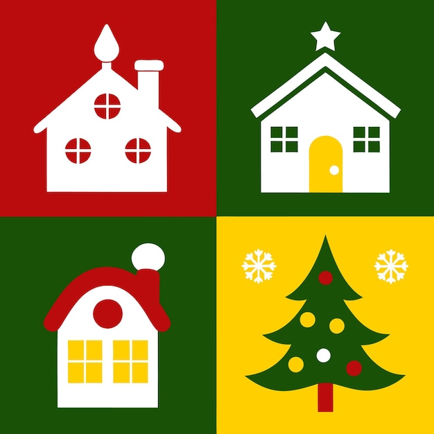 Diseño de iconos vectoriales para el hogar de Navidad