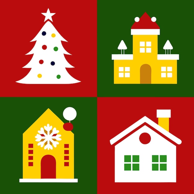 Diseño de iconos vectoriales para el hogar de Navidad