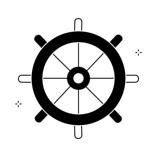 Diseño de íconos vectoriales de ruedas de barcos náuticos