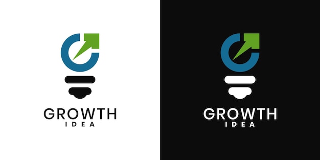 Diseño de la idea del logotipo de crecimiento moderno Diseño de logotipo de formas de flecha abstractas en la letra G y vector de bombilla