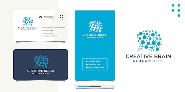 Diseño de ideas de cerebro y tarjetas de visita.