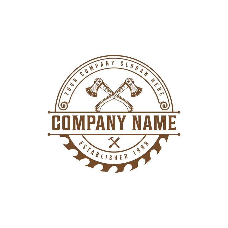 Vector diseño de identidad de marca vintage retro de carpintería de hacha de batalla