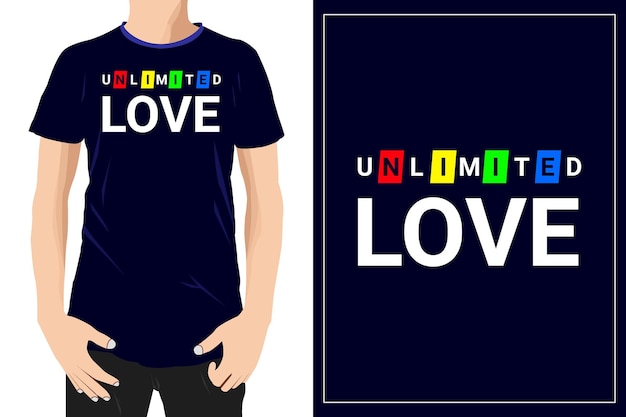 Vector diseño ilimitado de citas motivacionales de amor listo para la etiqueta de la camiseta de la taza o la impresión vector premium