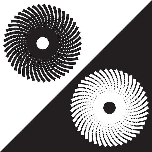 Diseño de ilusión óptica en espiral en blanco y negro
