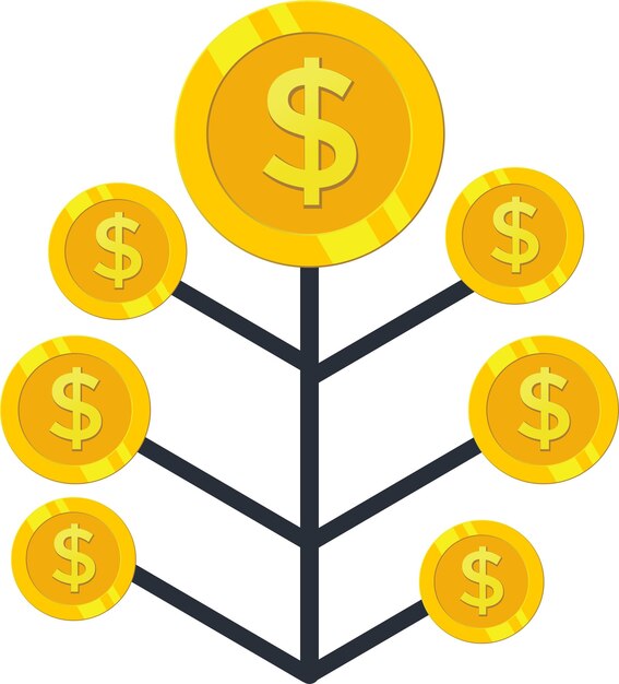 diseño de ilustración de árbol de dólar de vector