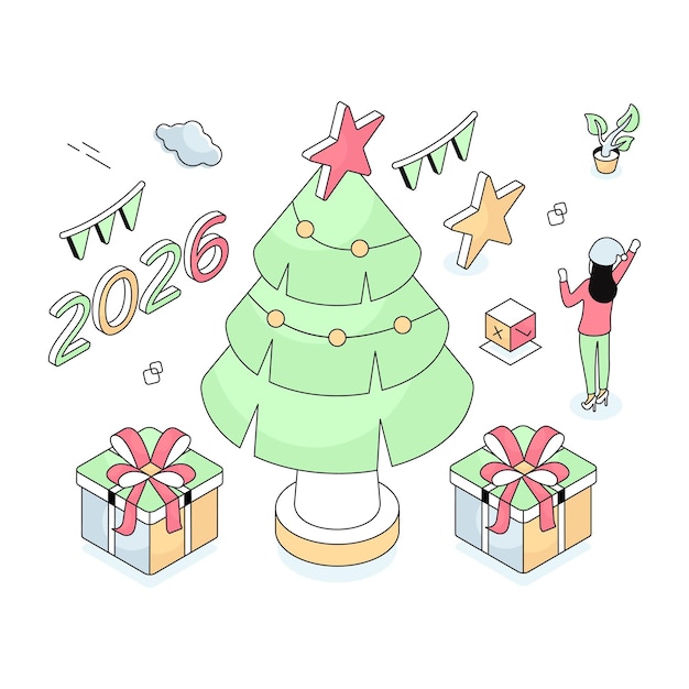 Un diseño de ilustración de árbol de navidad.