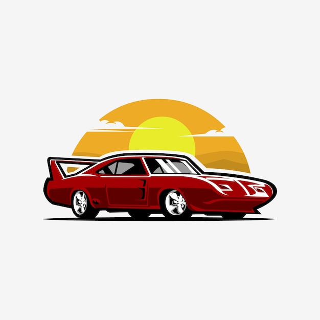 Diseño de ilustración de arte vectorial de automóvil deportivo clásico Lo mejor para el diseño de camiseta clásica automotriz