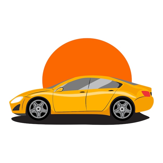 diseño de ilustración de automóviles color amarillo y vector diseño de banner de automóviles y plantilla y diseño de logotipo de automóviles