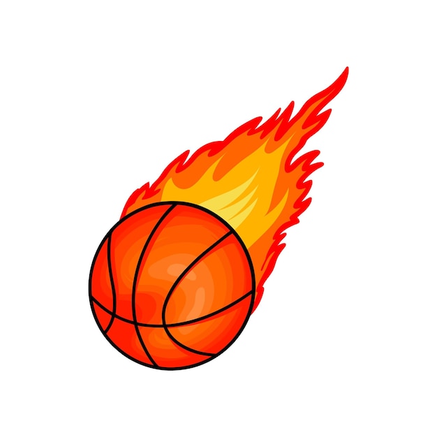 Diseño de ilustración de baloncesto con fuego