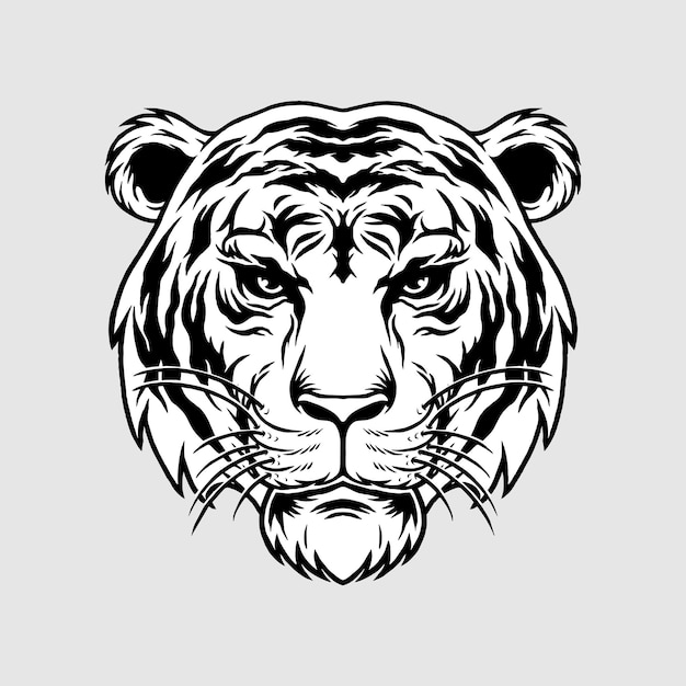 Diseño de ilustración de boceto de cabeza de tigre