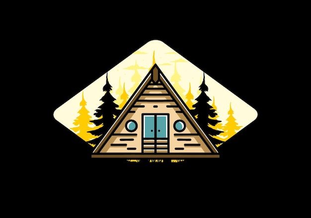 Diseño de ilustración de cabaña de madera triangular