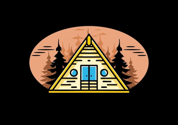 Diseño de ilustración de cabaña de madera triangular