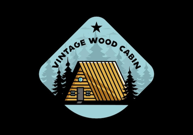 Diseño de ilustración de cabaña de madera vintage