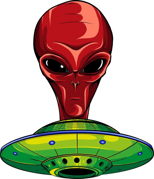 Diseño de ilustración de cabeza alienígena de humanoide extraterrestre