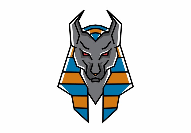 Diseño de ilustración de cabeza de Anubis sobre fondo blanco