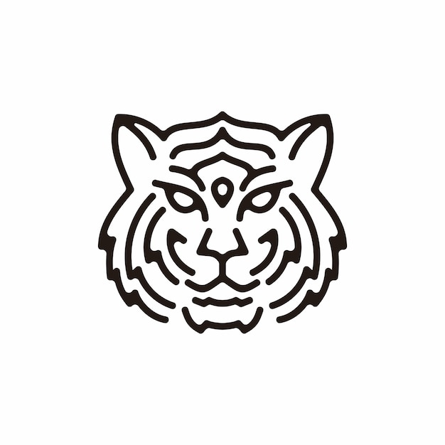 Vector diseño de ilustración de cabeza de tigre de arte lineal