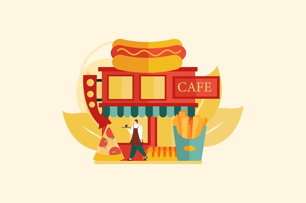 Diseño de ilustración de la cafetería