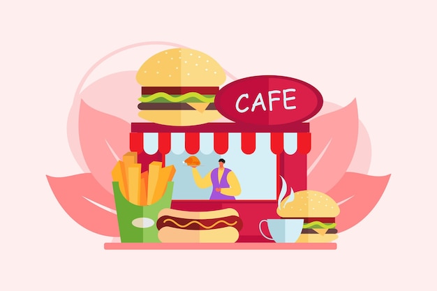 Diseño de ilustración de la cafetería