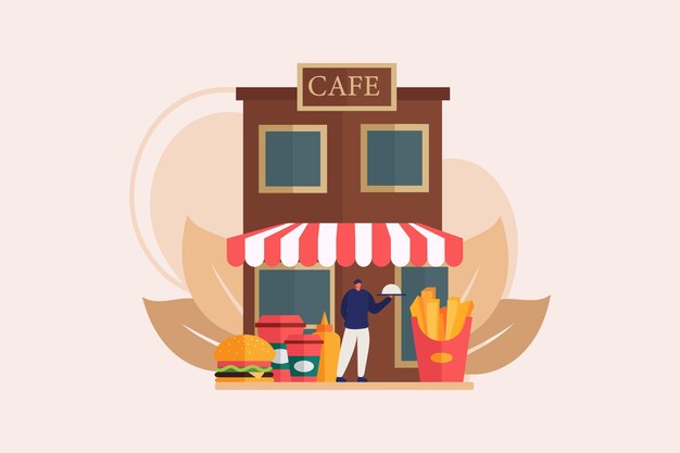Diseño de ilustración de la cafetería